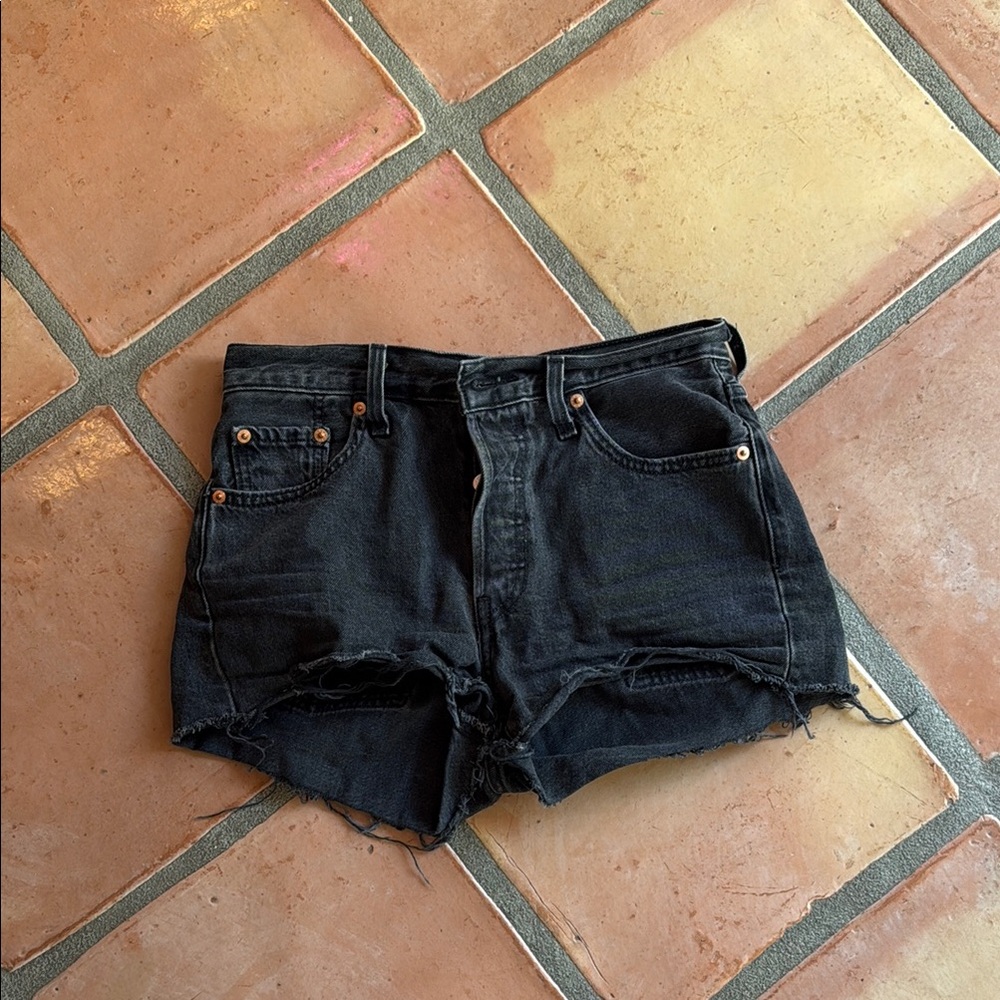 Levi black denim shorts